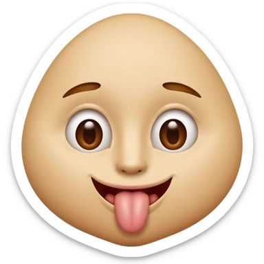 tête qui tire la langue sur le côté avec la bouche de côté et faisant des amandes avec ses yeux sticker