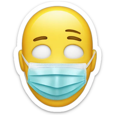 Sad emoji with taking happy face mask sticker