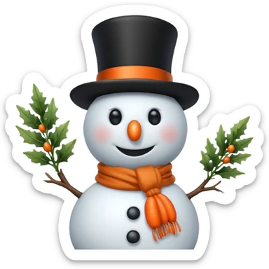 A classic snowman with carrot nose and coal smile. sticker