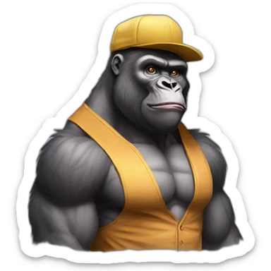 Big Buff Gorilla wearing a Cap and some fancy clothes sticker