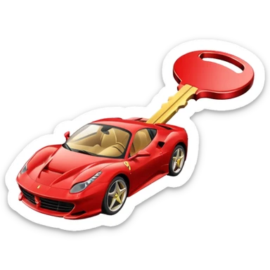 red Ferrari key with a gold background sticker