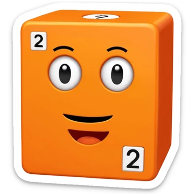Orange square shaped character with a means it's numberblocks two sticker