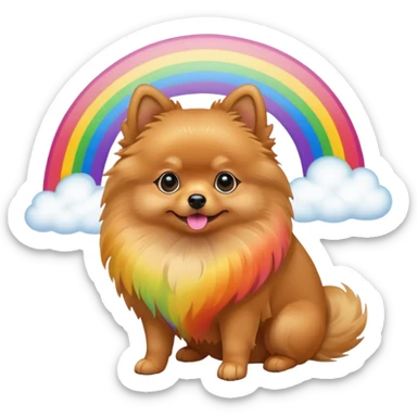  Tan Pomeranian under a rainbow sticker