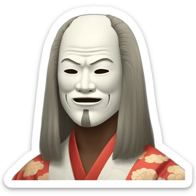 noh-mask-longhair-japanese-kimono-massive-man sticker