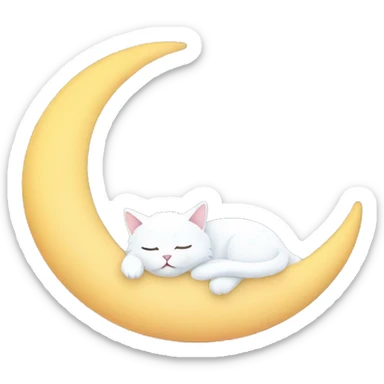 White Persian cat sleeping on crescent moon  sticker