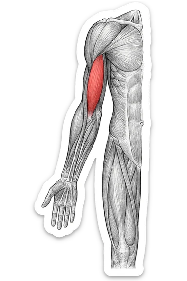tricipite visto anatomicamente , illumina solo il tricipite, il resto fallo in bianco e nero sticker