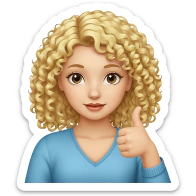 blond girl doing thumbs up sign sassy make it with curly hair and lashes sticker