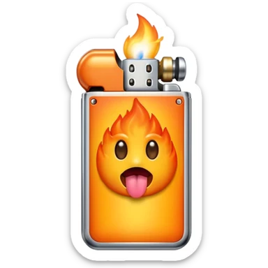 lighter with eyes and tongue as flame emoji sticker