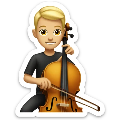 Blonde boy with buzz cut playing cello  sticker
