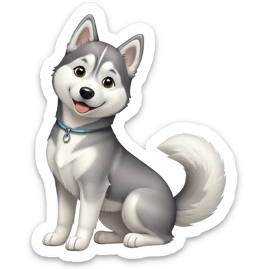 husky wagging tail sticker