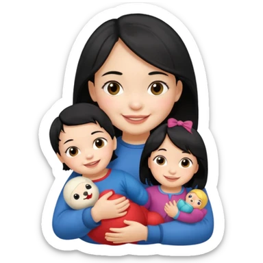Toddler black hair girl – holding a russia doll sticker