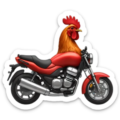 Coq sur une moto rouge sticker