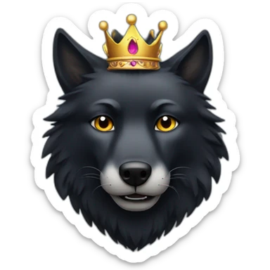 black wolf face with crown sticker
