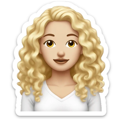 White girl- eyes closed- beauty face mask massage full care- blonde curly hair sticker