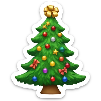 Christmas tree with different color bows on it  sticker