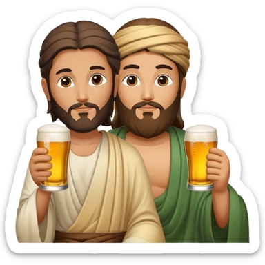 Jesus Buddha mohammed drinking a beer sticker