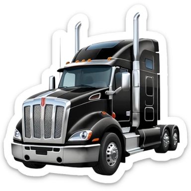2026 Black Kenworth T680 Flat Top Semi Sleeper extended cab with stacks make realistic sticker