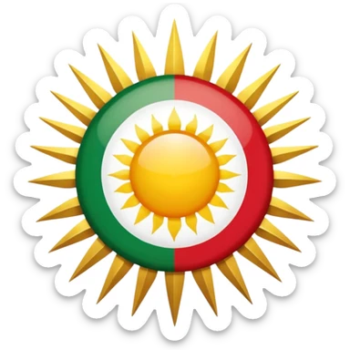 Make a kurdish vlag with a sun red up white in the middle and green under sticker