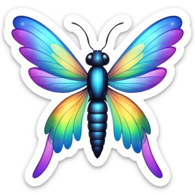 Iridescent rainbos wings, glowimg Firefly sticker