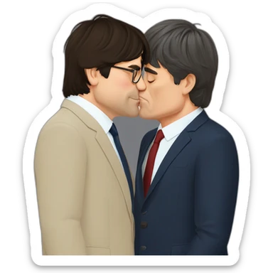carles Puigdemont kissing Pedro sanchez sticker
