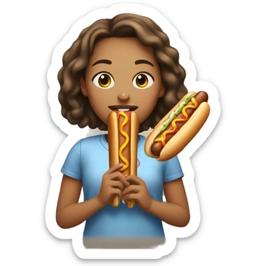 Girl eating a hotdog sticker