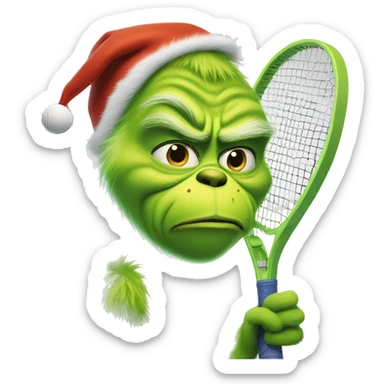 Grinch with a tennis racquet  sticker