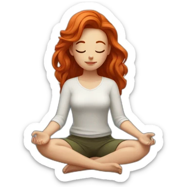 Redhead girl meditating on Mountains sticker