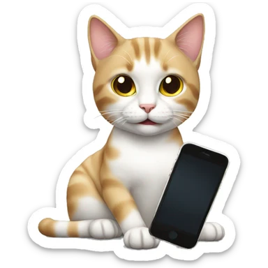 Cat with iPhone  sticker