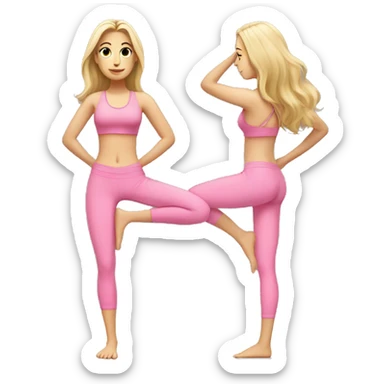 full body yoga white girl long hair pink wear sticker
