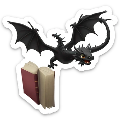 black dragons flying out of book sticker