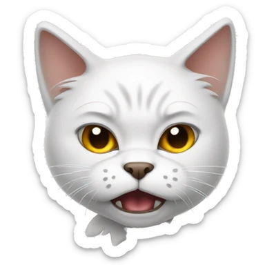 angry little white cute cat sticker