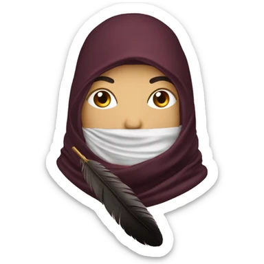 a feather quill and an open  SCROLL burqundy sticker