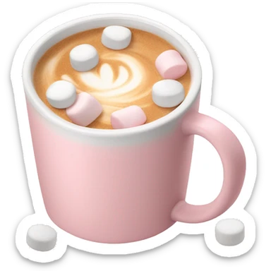 Light Pink mug of latte with marshmallows  sticker