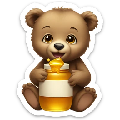 Baby bear holding jar of honey  sticker