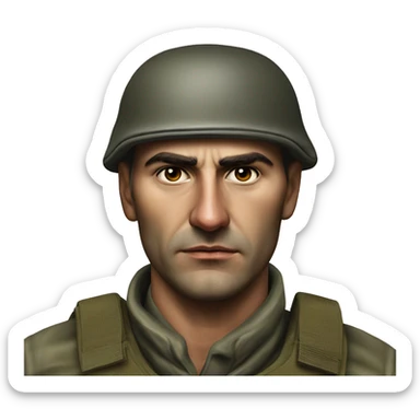 A serious Serbian resistance soldier 1990 photorealistic without helmet sticker