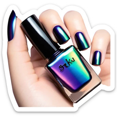 Multichrome Colorshifting Nail polish bottle, black lid sticker