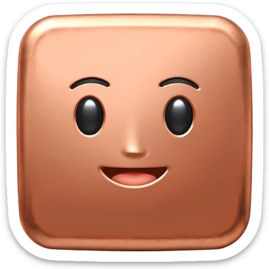 Create an Android-style cartoon emoji of a copper ingot. Make it simple, flat, and stylized with solid copper colors, no shine, no reflections, no gradients, and no faces or expressions. Keep the shapes clean, rounded, and consistent with modern Android emoji aesthetics.


 sticker