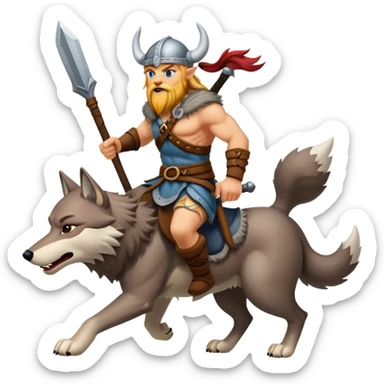 Viking Warrior Riding A Wolf  sticker