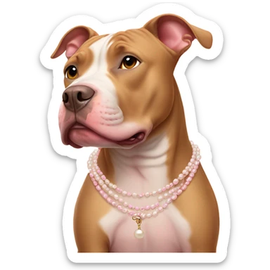 Tan pitbull with pearl necklace and pink sweater sticker