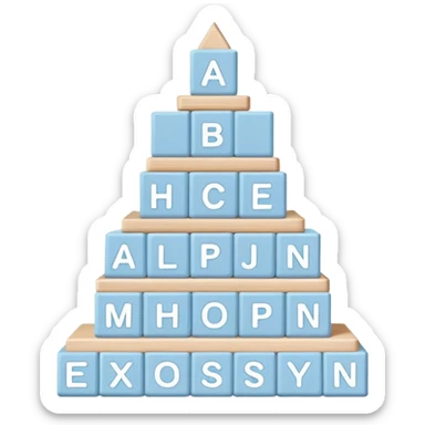 pastel blue alphabet blocks for children stacked in a pyramid sticker