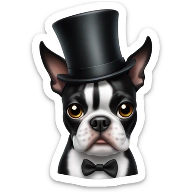 Boston terrier with top hat sticker