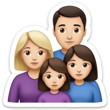 Familia de 4 personas : Hombre gordito pelo oscuro, Mujer pelo cafe, hija 1 pelo mono , hija 2 pelo oscuro. sticker