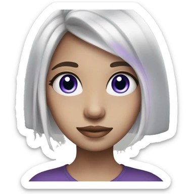 girl wit llong white hair and purple eyes sticker