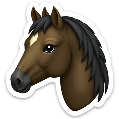 DunkelBraunes Pferd mit langer schwarzer Mähne sticker