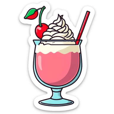 fancy pink frozen cocktail with whipped cream top and cherry sticker