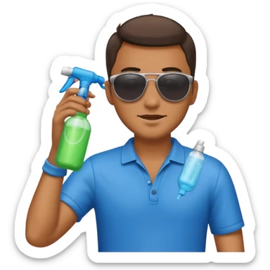 man spraying with spray sticker