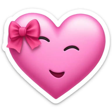 pink heart with pink bow sticker