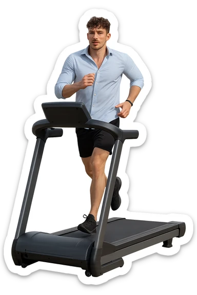 Uomo che sta facendo cardio correndo sul tapis roulant sticker