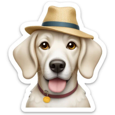 A dog wearing a hat sticker