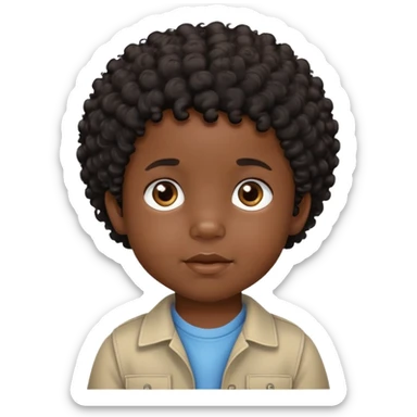 toddler boy face, African eyes, dark skin, black curly hair sticker